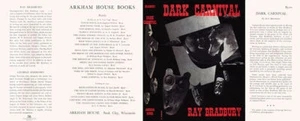Ray Bradbury DARK CARNIVAL replication dust jacket for first edition book - Picture 1 of 1