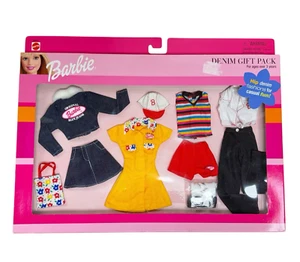Vintage 1999 Mattel Barbie 6 Fashion Gift Pack Hip Denim Casual Fun 68692-97 NIB - Picture 1 of 11