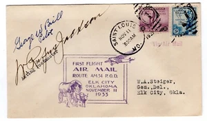 CAM 34E27 St Louis MO - Elk City OK Flight Pilot Autographed ex Steiger 1933 - Picture 1 of 2