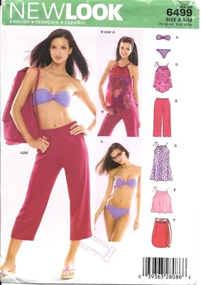 New Look Sewing Pattern # 6499 Misses' Bikini Beachwear Outfits Bag Sizes: 8-18 - Image 1 of 2