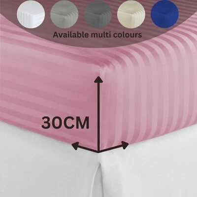 100% Poly Cotton Fitted Sheet 200TC Bed Cover Single Double King Mattress UK