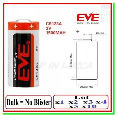 Pila 3v Cr123 Batteria Litio EVE 123 Cr123a 5018lc 6205 Cr17345 Bulk Industrial • 1.05€