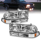 For 1998-2005 Chevy s10 Blazer Chrome Headlights Bumper Lamps 98-05 LH+RH