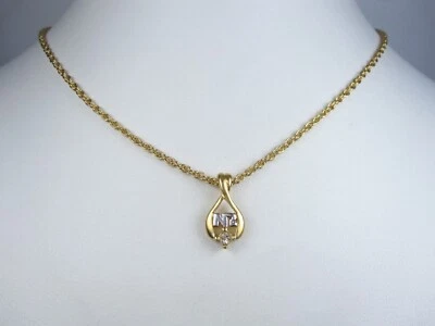 Colgante enchapado en oro Nina Ricci con logotipo NR y cristales de Swarovski - 16-18" - 6827 Foto 1 de 3