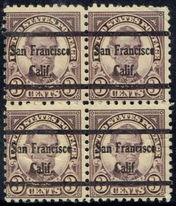 1925 3c Lincoln Precancel f/SAN FRANCISCO CA 584-45 Perf 10 Blk/4! Schönes Multiple - Bild 1 von 1