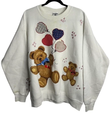 Sudadera De Colección Teddy Bear Lee L Mujer Abuela Globo Kitschy Kawaii Años 90 80 Foto 1 de 4