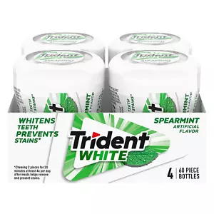 White Spearmint Sugar Free Gum, 4 Bottles of 60 Pieces (240 Total Pieces) - Picture 1 of 12