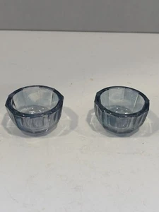 Vintage Mid Century 2er Set Salzkeller blau Glas 10-seitig offen - Bild 1 von 7