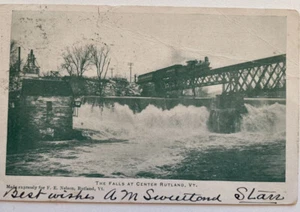 1907 Falls Center Rutland Vermont VT Train Rail Bridge UDB Postcard J Smith stmp - Picture 1 of 5