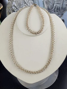 Vintage etruskische Cannetille filigran Sterlingsilber Halskette & Armband SET - Bild 1 von 10