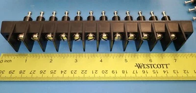 Terminal Barrier Strip Block, 35A, 600V, 12 Position, 2 Wall, 1 Row, 00521-12 - Image 1 of 4