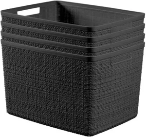 Jute Large Decorative Plastic Organization and Storage Baskets, Perfect Bins for - Picture 1 of 10