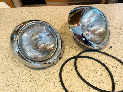  PORSCHE 911 930 912 HEADLIGHT OEM  ASSEMBLY  CHROME SUGAR SCOOPS - Image 1 of 4