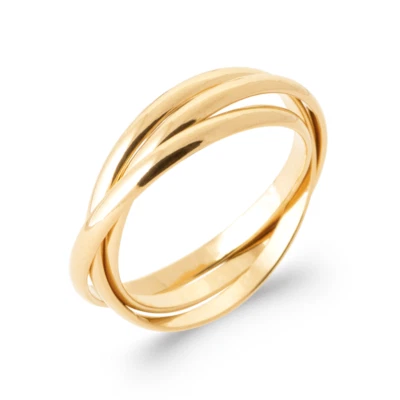 Bague 3 Anneaux Plaqué Or 18 CARATS T50-52-54-56-58-60-62-64 - Photo 1/4