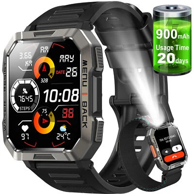Military Smart Watches for Men Bluetooth Call (Answer/Make Call) 5ATM Waterproof - Image 1 of 4
