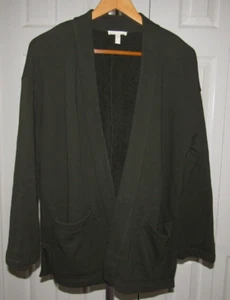 Eileen Fisher Olive Green Organic Terry Cotton Cardigan Sweater Jacket XXS - Picture 1 of 4