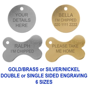 DOG NAME TAG ENGRAVED PET CAT COLLAR ID TAGS LARGE/SMALL PERSONALISED DISC - Picture 1 of 15