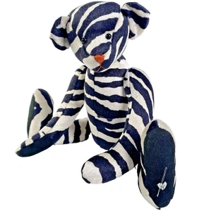Signed Vintage Artist Bear 14" Zebear White Black Stripes Hand Made England OOAK - Picture 1 of 24