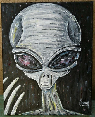 ALIEN TANYA wow Grey ET NUEVO 8x10 lienzo pintura al óleo original firmada CROWELLL Foto 1 de 4