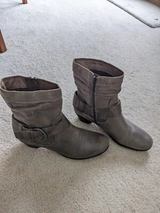 Euc Pikolinos Women's Gray Leather Mid Calf Boots Booties Sz Eu 39 Us 8 - Picture 1 of 6
