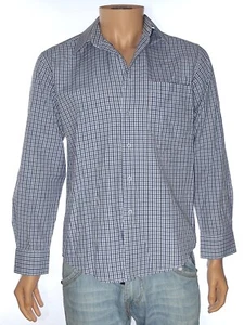 Bobo's Camicia Uomo Blu Taglia 15 1/2 M Manica Lunga Regular Fit Cotone Quadri - Picture 1 of 10