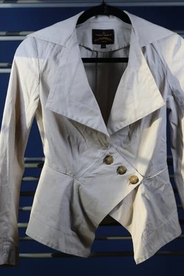 Дизайнерский блейзер Vivienne Westwood Anglomania куртка бежевая зигзагообразная подкладка размер 38 - Изображение 1 из 4