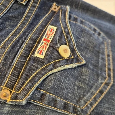 Pantalones de mezclilla acampanados Hudson Signature para mujer corte botín solapa bolsillo lavado oscuro talla 28 tiro Foto 1 de 4