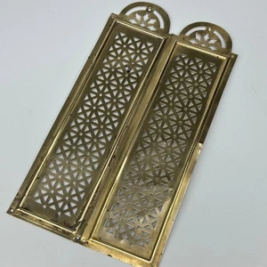 Antique French Matching Pair of Pierced Brass Fretwork Retro Door Finger Plates - Picture 1 of 16