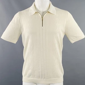 REISS Polo Größe M Rodrigo Creme Strick Baumwollmischung Reißverschluss - Bild 1 von 9