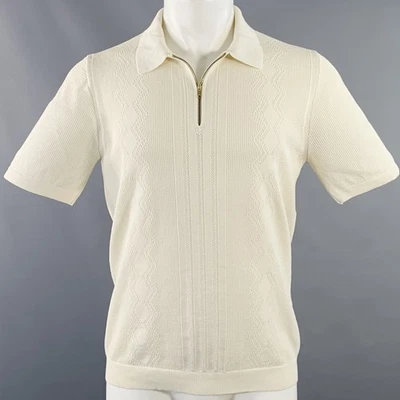 REISS Talla M Rodrigo Crema Tejido Mezcla De Algodón Con Cierre Polo - Imagen 1 de 4