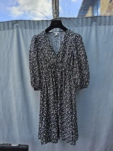 H&M Black Floral Viscose Blend Maternity Dress Size XS New - Picture 1 of 3