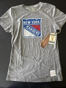 New York Rangers Women's Gray Short Sleeve T-Shirt Size L Retro Brand New W/Tags - Picture 1 of 7