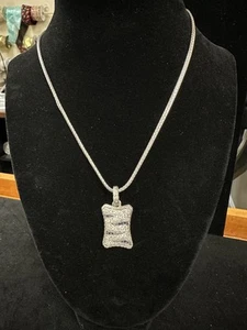 JOHN HARDY WHITE TOPAZ & SAPPHIRE SHAPLY RECTANGLE PENDANT 3MM NECKLACE - Picture 1 of 16