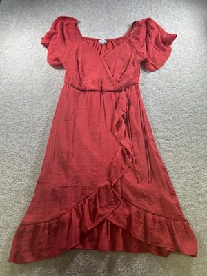 Vestido Luxology Mujer Rojo L Imitación Envolvente Volantes Campesino CottageCore Boho Vaquera Foto 1 de 4