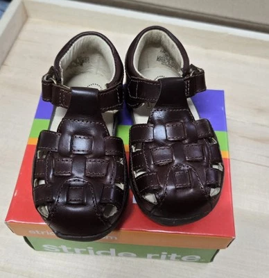 Stride Rite Reid коричневые кожаные сандалии 5 1/2 М новый с коробкой! ТАК МИЛО! - Изображение 1 из 2