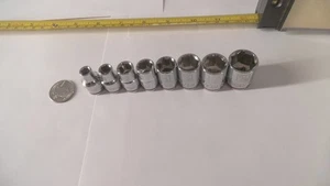 8 pcs Kobalt 3/8 drive SAE 6pt shallow Laser marked sockets sizes 1/4 to 11/16" - Bild 1 von 2