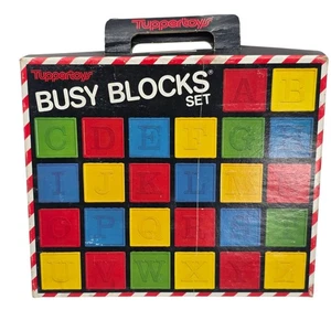 Vintage 1983 Tuppertoys Busy Blocks Alphabet Set Complete w/ Box USA - Picture 1 of 10