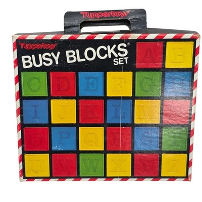 Vintage 1983 Tuppertoys Busy Blocks Alphabet Set Complete w/ Box USA - Image 1 of 4