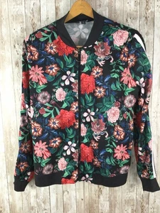 Project Runway Floral Bomber Damen große Jacke weiß Streifenbesatz leicht - Bild 1 von 4