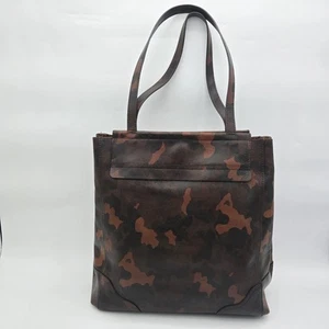 Frye Leather Shoulder Bag Charlie Simple Tote Brown Camo purse Deep Pockets - Picture 1 of 24