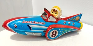 Scarce Vintage Tin Litho Toy Space Rocket 9 Masudaya Modern Toys Large Rocket AF - Picture 1 of 11