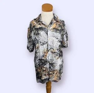 Allsaints Chokai Printed Tiger Short Sleeve Shirt Mens Size Large - Picture 1 of 12