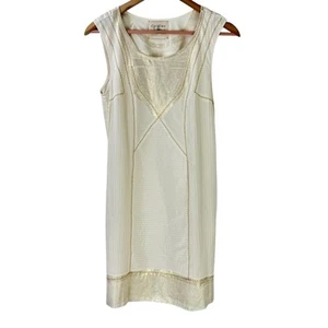 Cotelac Cream Gold Accent Sleeveless Sheath Mini Party Cocktail Dress Size 2 - Picture 1 of 21