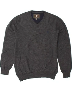 TIMBERLAND Mens Regular Fit V-Neck Jumper Sweater 2XL Grey Wool IA04 - Picture 1 of 3
