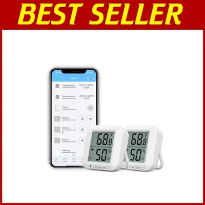 Zigbee Smart Home Temperature & Humidity Sensors - 2 Pack with App Monitoring - Image 1 of 4