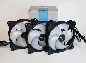 Paquete de 3 ventiladores de ordenador - 120 mm 3 pines, un ventilador tiene daños, ver descripción - Imagen 1 de 2
