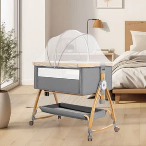PlayPals 3-in-1 Baby Cot Crib Bed Bassinet Bedside Sleeper Portable Foldable - Picture 1 of 10