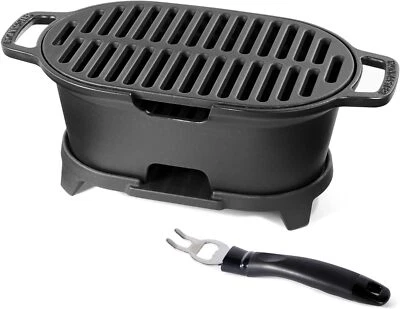 Mini 100% Cast Iron Hibachi Grill, Tabletop Small Portable Charcoal Grill for Ou - Image 1 of 4