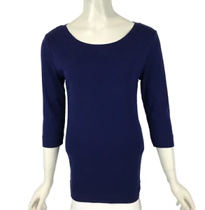 Country Road Top Navy Blue Size M 10 12 Fine Knit 3/4 Sleeve Stretch Business CR - Picture 1 of 13