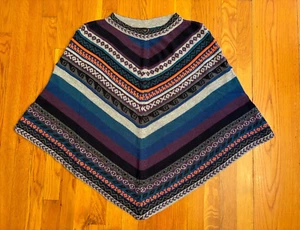 ALPACA CONNECTION WOMAN'S MULTI-COLORED CAPE PONCHO MADE IN PERU OS GUC - Picture 1 of 4
